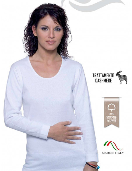 Maglia donna a manica lunga in caldo cotone felpato Leable 260-327 Maglia donna a manica lunga in caldo cotone felpato Leable 260-327