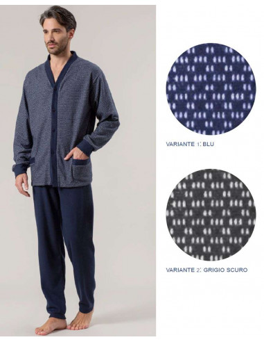 Men's calibrated warm plush cotton jersey opened pajamas Irge CU89