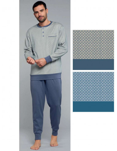 Men's warm cotton jersey pajamas Karelpiu' KF3105