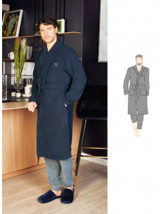 Men's fleece jersey night wear dressing gown Nottingham PV38930