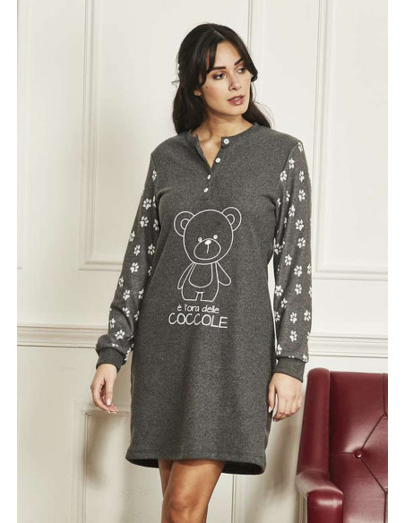 Camicia da notte in jersey di cotone lanato Kissimo Biacaluna 25058 Camicia da notte in jersey di cotone lanato Kissimo Biacaluna 25058