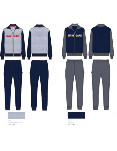 Pigiama tuta uomo con zip in PILE Navigare 141375 Pigiama tuta uomo con zip in PILE Navigare 141375