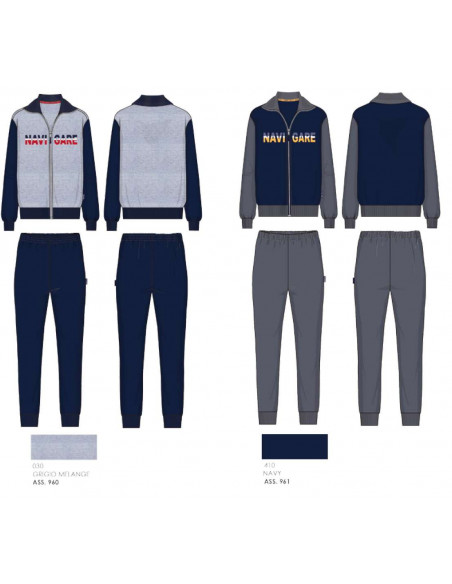 Pigiama tuta uomo con zip in PILE Navigare 141375 Pigiama tuta uomo con zip in PILE Navigare 141375
