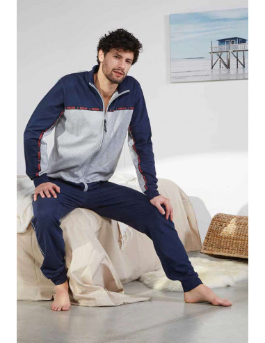 Men's brushed fleece homewear pajamas with zip Navigare 141363