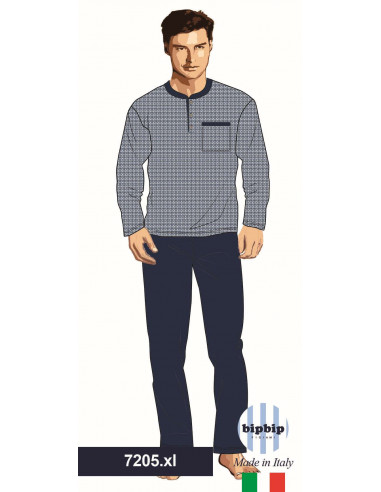 Oversizes men's WARM cotton jersey pajamas Bip Bip 7205