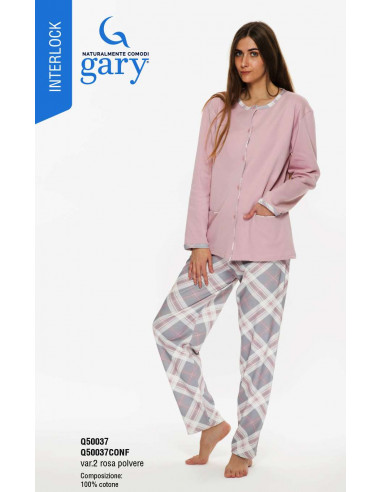 Pigiama donna con giacca aperta in jersey di cotone caldo Gary Q50037