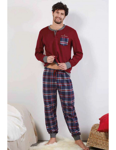 Men's warm cotton jersey and flannel pajamas Navigare 141386