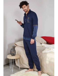 Men's brushed fleece homewear pajamas with zip Navigare 141368