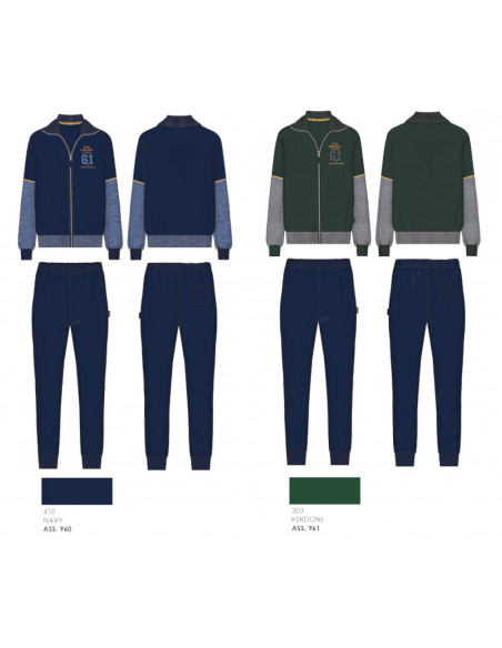 Men's brushed fleece homewear pajamas with zip Navigare 141368 Men's brushed fleece homewear pajamas with zip Navigare 141368