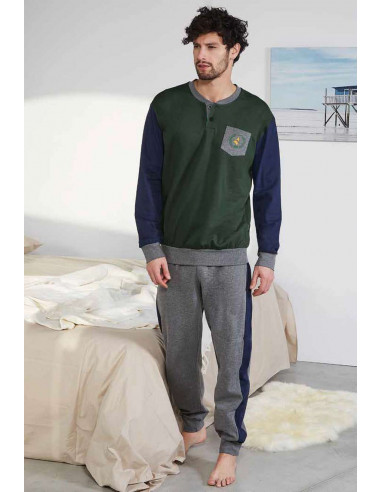 Men's brushed fleece homewear pajamas with zip Navigare 141366