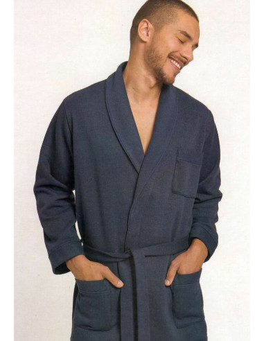 Men's nightwear dressing gown in warm cotton fleece Antony art. Ettore Vest.