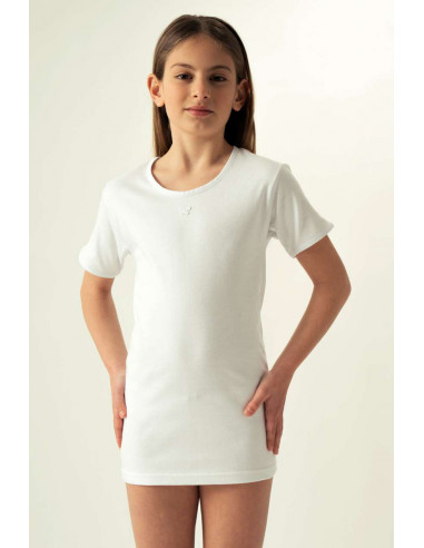 Girl's warm fleece cotton jersey t-shirt Oltremare 2411