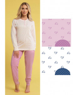 Pigiama donna CALIBRATO a serafino in jersey di cotone Karelpiu' KC4046