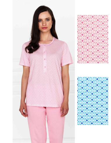 Women's half sleeves cotton jersey pajamas Linclalor 74649