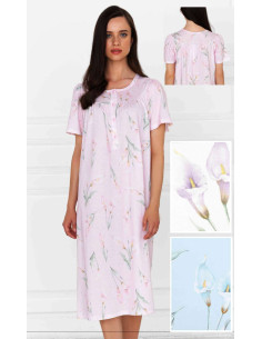 Camicia da notte donna in jersey di cotone a manica corta Linclalor 74661