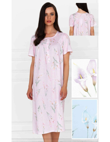Camicia da notte donna in jersey di cotone a manica corta Linclalor 74661