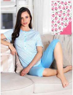Pigiama donna corto in jersey di cotone Linclalor 74659