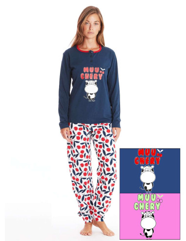 Women's cotton jersey pajamas Crazy Farm 15821