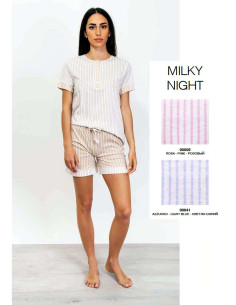 Pigiama donna corto in jersey cotone SieLei Milky Night RR11