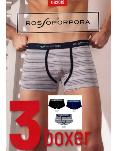 Gruppo 3 boxer uomo in cotone elasticizzato Rosso Porpora UB2018