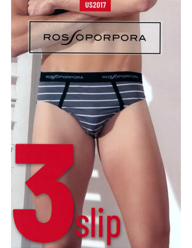 Gruppo 3 slip uomo in cotone elasticizzato Rosso Porpora US2017