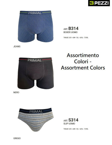 Gruppo 3 slip uomo in cotone elasticizzato Primal S314 Gruppo 3 slip uomo in cotone elasticizzato Primal S314