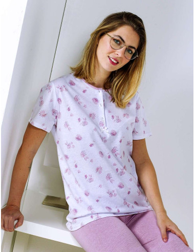 Woman large sizes cotton jersey Capri pants pajamas Stella Due G D8794