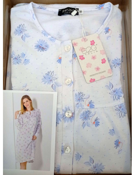 Camicia da notte donna CALIBRATA in jersey di cotone Stella Due Gi D8835