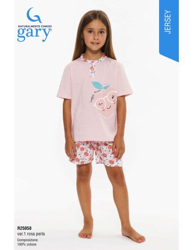 Pigiama corto da bambina in jersey di cotone Gary R25058 Pigiama corto da bambina in jersey di cotone Gary R25058