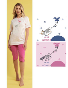 Pigiama donna a manica corta e pinocchietto Karelpiu' KC4117
