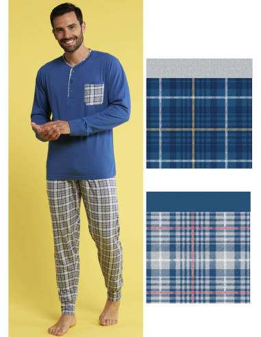 Men's long sleeves cotton jersey pajamas Karelpiu' KC4196