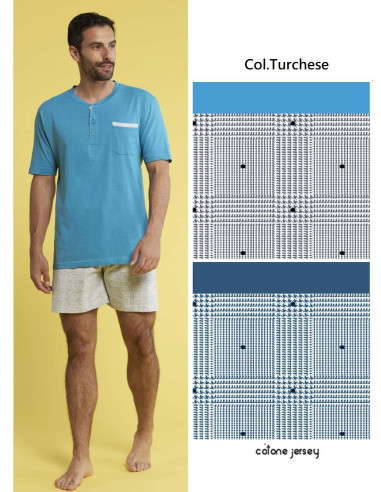 Men's short cotton jersey pajamas Karelpiu' KC4193