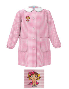 Grembiule asilo bambina Siggi Happy School 33GR3878 Quadri Bianco/Rosa
