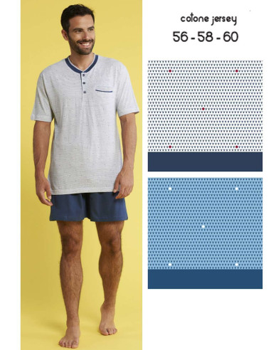 Men's OVERSIZES short cotton jersey pajamas Karelpiu' KC4166