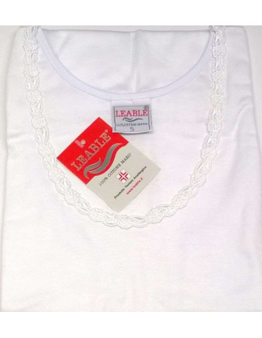 Cotton jersey vest with lace profile Leable 1406