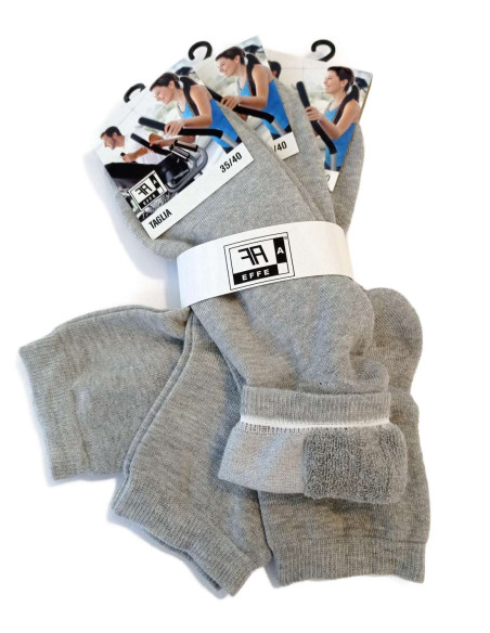 Gruppo 3 calzini corti unisex in cotone elasticizzato e spugna Effe-A 2130 Gruppo 3 calzini corti unisex in cotone elasticizzato e spugna Effe-A 2130