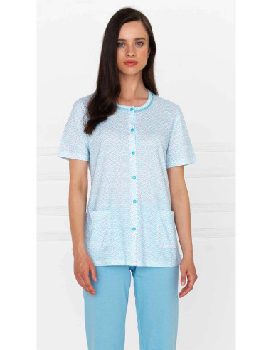 Women's half sleeves opened cotton jersey pajamas Linclalor 74650