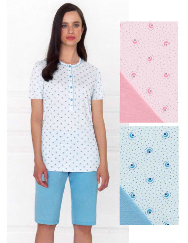 Pigiama donna in cotone a manica corta Linclalor 74692