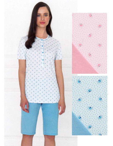 Women's short cotton jersey pajamas Linclalor 74692