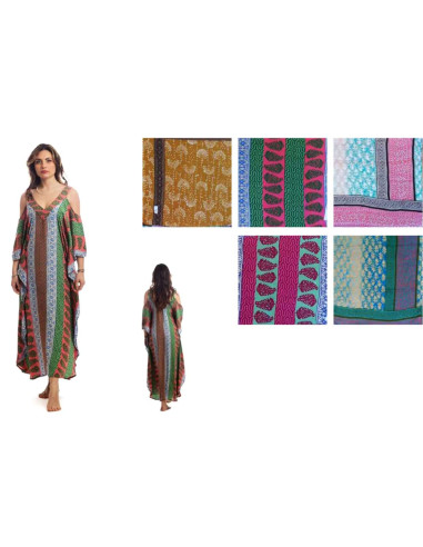 Woman patterned viscose and linen dress Marila Platano