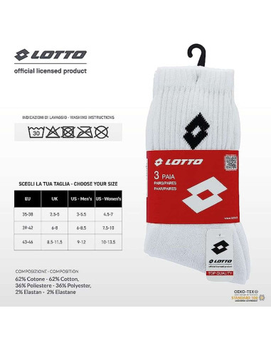 Gruppo 3 paia calzini in spugna unisex Lotto TRISP Gruppo 3 paia calzini in spugna unisex Lotto TRISP