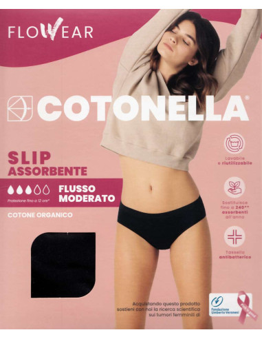 Slip assorbente LAVABILE in cotone elasticizzato Cotonella ADB62