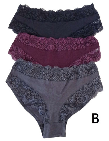 Gruppo 3 slip in cotone modal e pizzo...