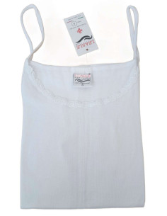 Cotton jersey thin straps vest with lace Leable 1405 2