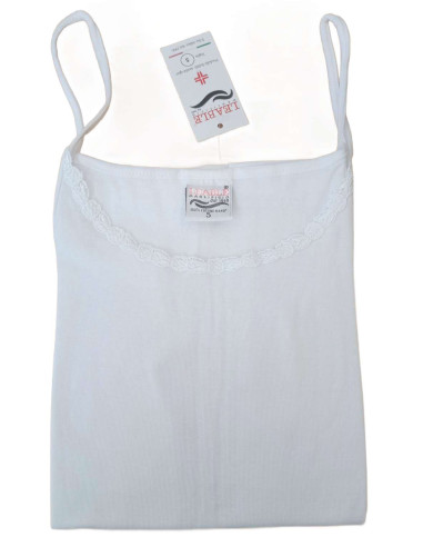 Cotton jersey thin straps vest with lace Leable 1405 Cotton jersey thin straps vest with lace Leable 1405