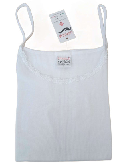Canottiera in cotone spalla stretta con pizzo Leable 1405 Canottiera in cotone spalla stretta con pizzo Leable 1405