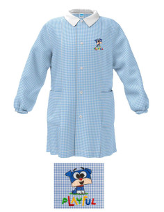 Grembiule asilo bambino Siggi Happy School 33GR3895 Quadri Bianco/Azzurro