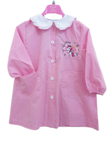 Grembiule asilo da bambina di Andy&Gio' 90210 Quadretti Bianco/Rosa