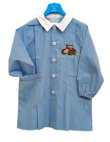Boy smock for asylum by Andy&Gio' 90208 Squared White/Sky blue