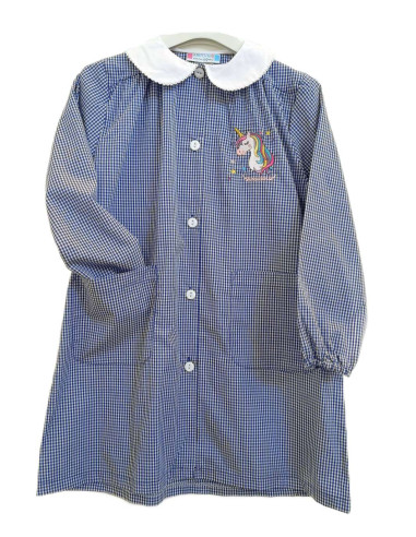 Girl smock for school Andy&Gio' 90216 Squared Blue/White